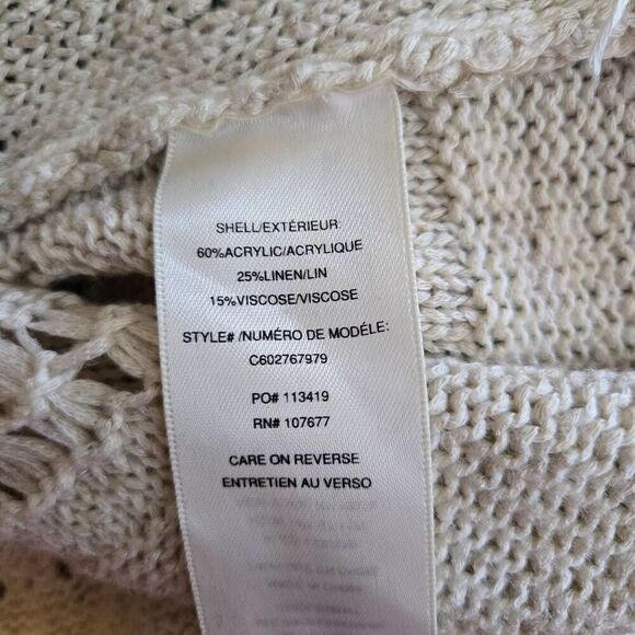 Alice + Olivia Sweater Size Small Fringe Boho Linen Blend Cream Oversized - Picture 7 of 7